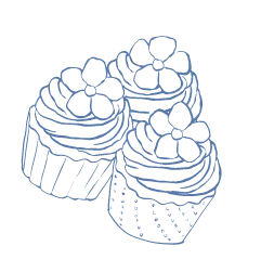 Illustration Cupcakes mit Zuckerblüten